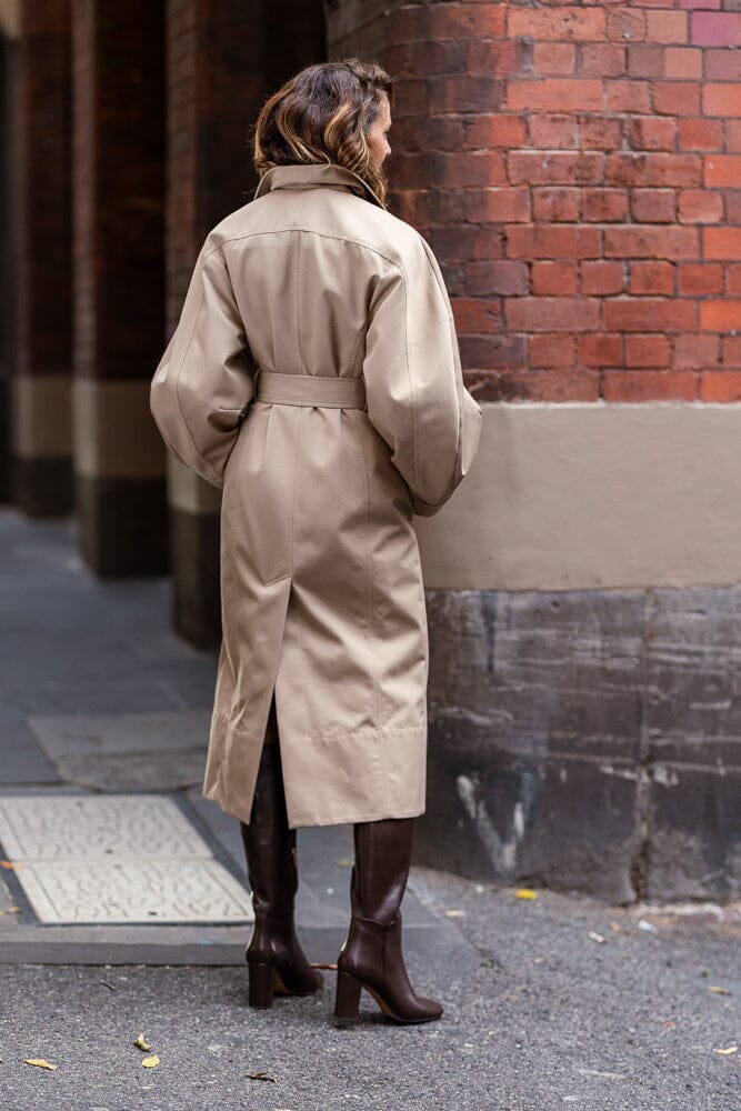 Colette Trench Coat - Sand Tech