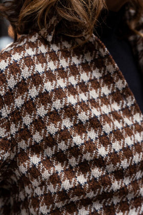 Victoria Shirt - Brown, Cream and Navy Wool Alpaca