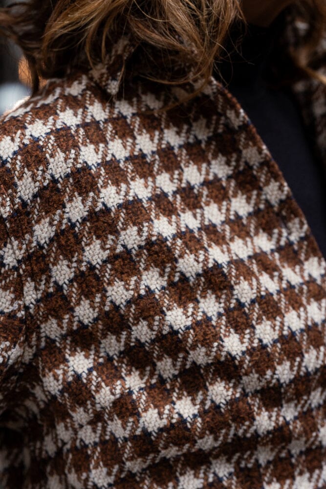 Victoria Shirt - Brown, Cream and Navy Wool Alpaca