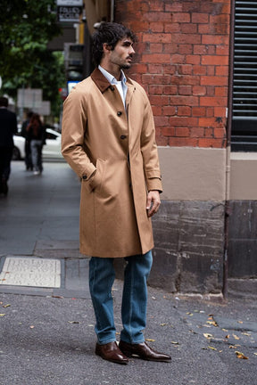 The Spencer Car Coat - Golden Brown Tech Cotton