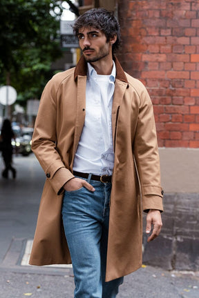 The Spencer Car Coat - Golden Brown Tech Cotton