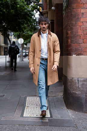 The Spencer Car Coat - Golden Brown Tech Cotton