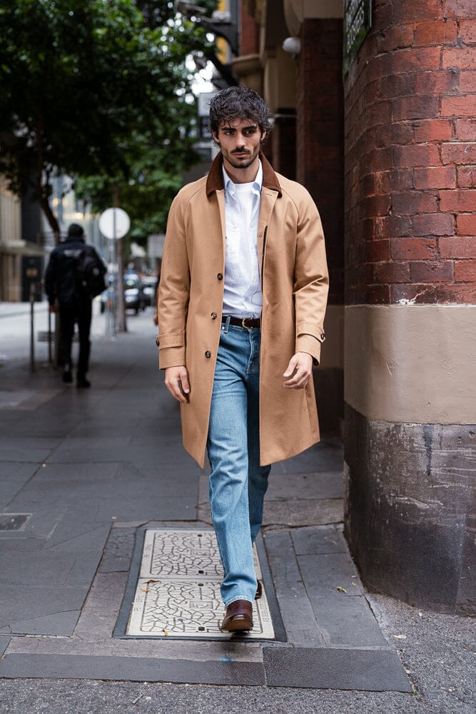 The Spencer Car Coat - Golden Brown Tech Cotton