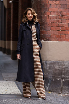 Caterina Wool Trench Coat - Navy Wool