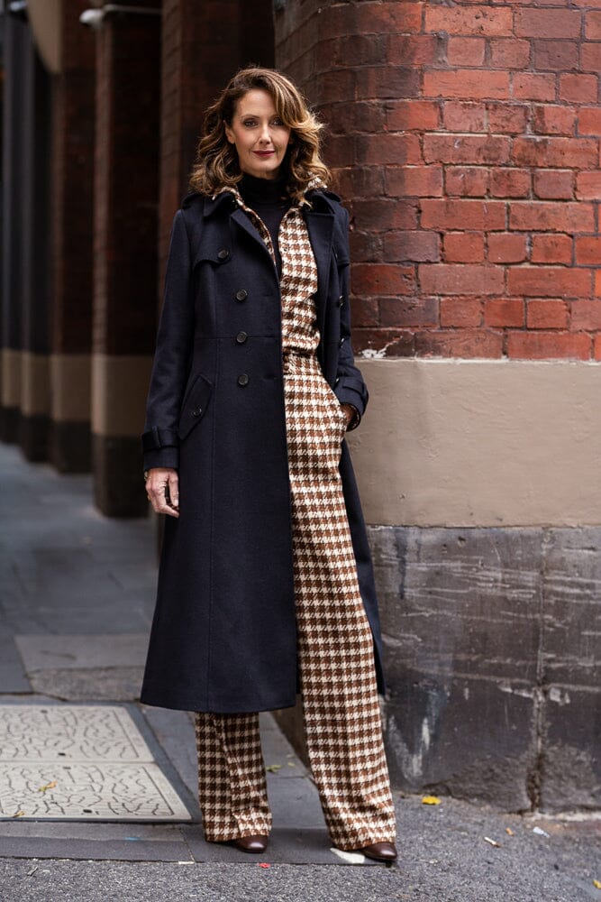 Caterina Wool Trench Coat - Navy Wool