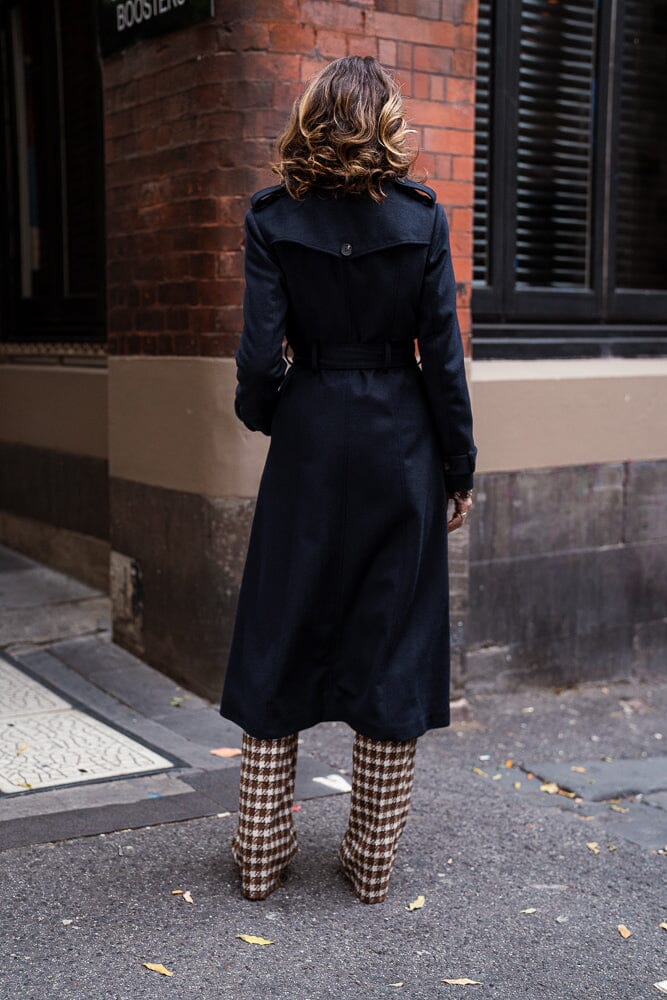 Caterina Wool Trench Coat - Navy Wool