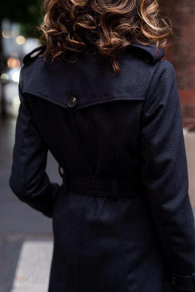 Caterina Wool Trench Coat - Navy Wool