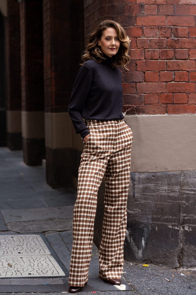 Emma Pant - Brown, Cream & Navy Wool Alpaca