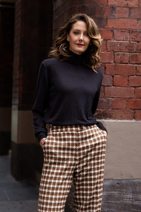 Emma Pant - Brown, Cream & Navy Wool Alpaca