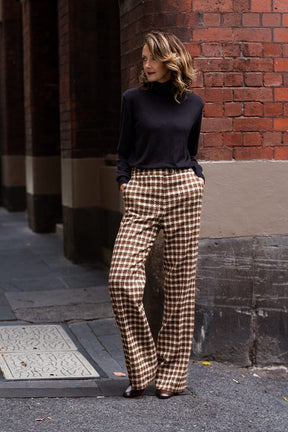 Emma Pant - Brown, Cream & Navy Wool Alpaca