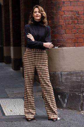 Emma Pant - Brown, Cream & Navy Wool Alpaca