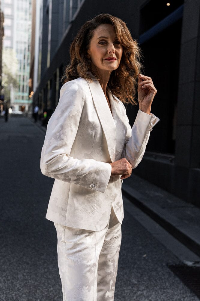 Celine Tuxedo Suit - White Jacquard Silk Blend