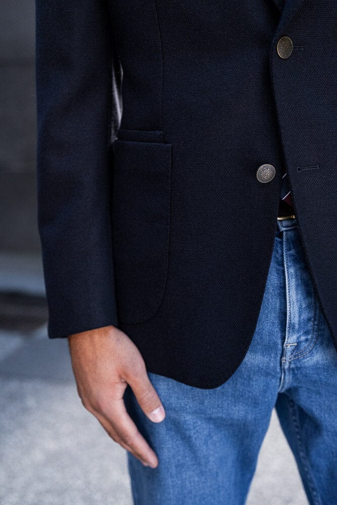 Liam Blazer - Navy Wool & Cashmere Hopsack