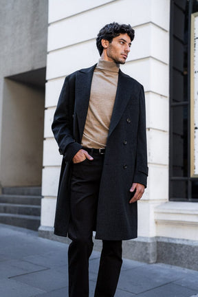 Enzo Coat - Navy & Black Cashmere