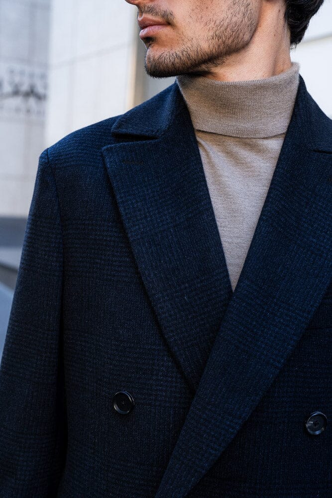 Enzo Coat - Navy & Black Cashmere
