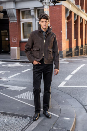 Blouson Jacket - Brown Wool