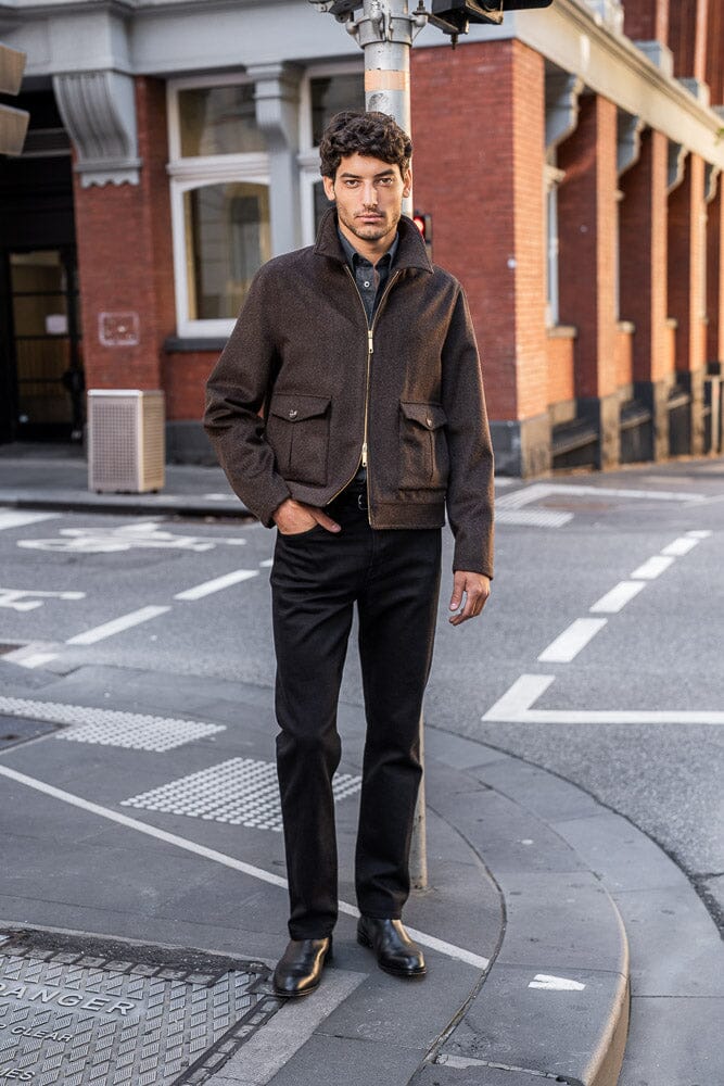 Blouson Jacket - Brown Wool