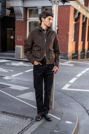 Blouson Jacket - Brown Wool