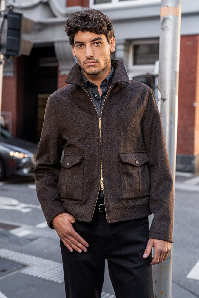 Blouson Jacket - Brown Wool