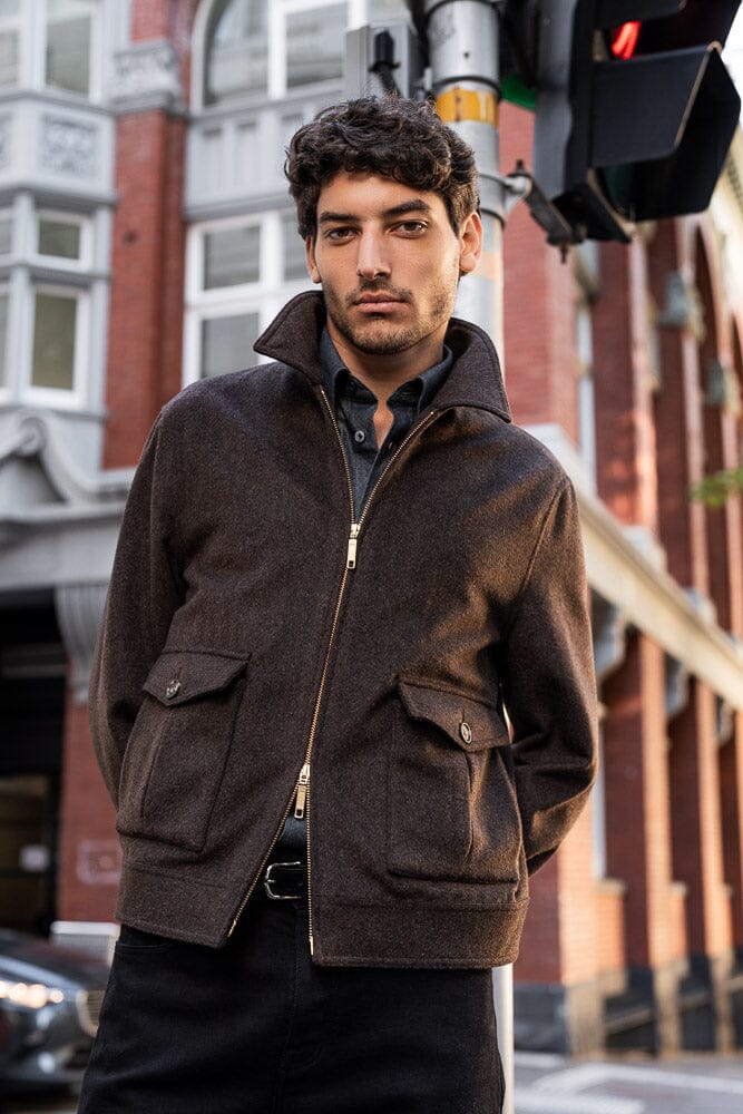 Blouson Jacket - Brown Wool