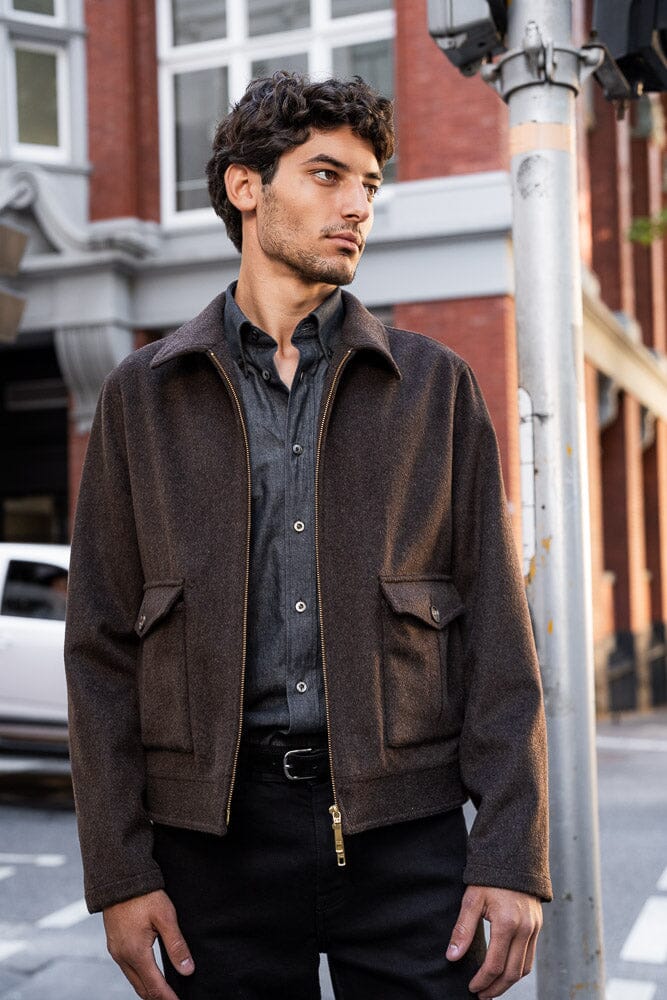 Blouson Jacket - Brown Wool