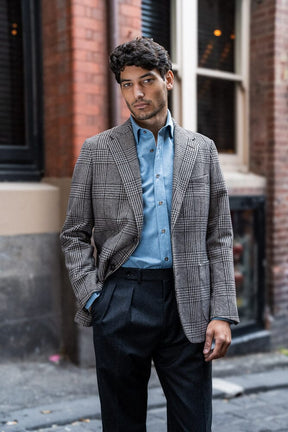 Antoine Blazer - Beige and Brown Wool Silk & Cashmere