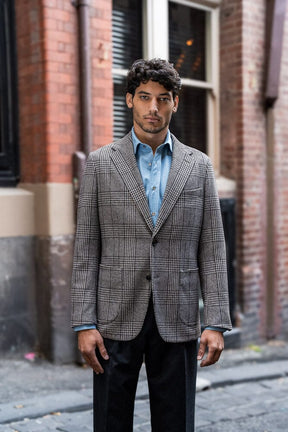 Antoine Blazer - Beige and Brown Wool Silk & Cashmere