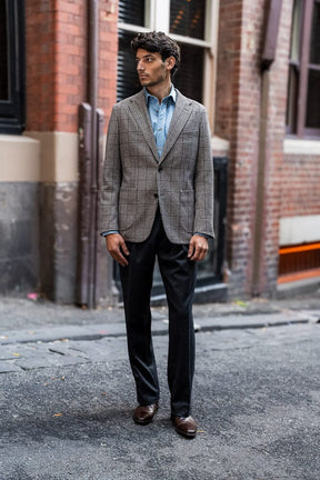 Antoine Blazer - Beige and Brown Wool Silk & Cashmere