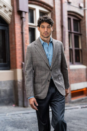 Antoine Blazer - Beige and Brown Wool Silk & Cashmere