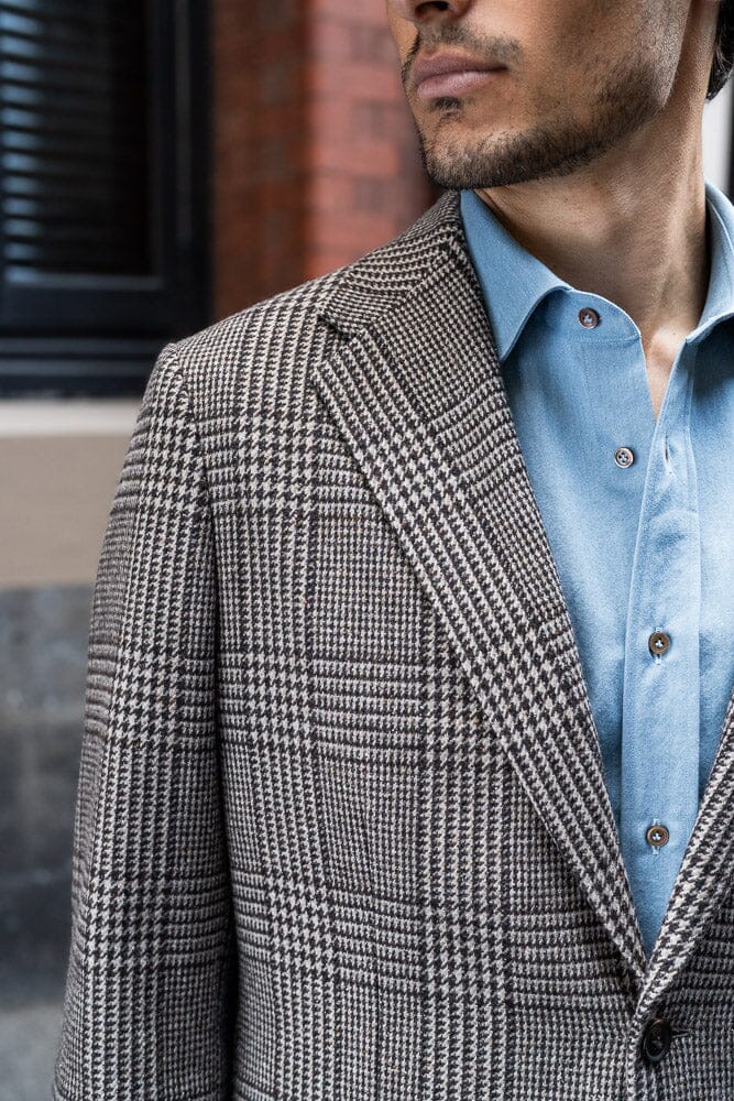 Antoine Blazer - Beige and Brown Wool Silk & Cashmere