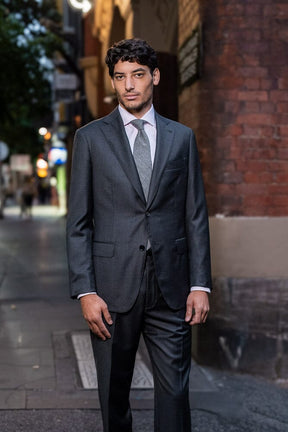 Greyson / Como Suit - Charcoal Houndstooth Wool