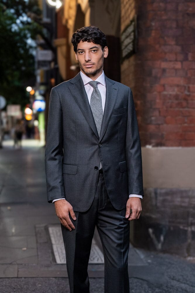 Greyson / Como Suit - Charcoal Houndstooth Wool