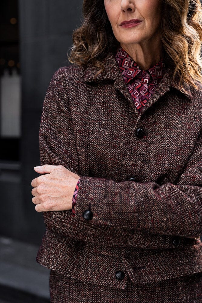 Frankie Blouson Jacket - Burgundy / Brown Tweed