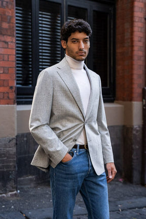 Liam 10 Blazer - Lt Grey Marle Check