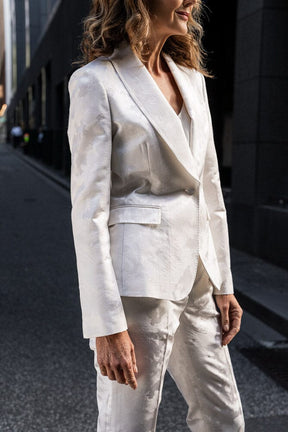 Celine Tuxedo Suit - White Jacquard Silk Blend