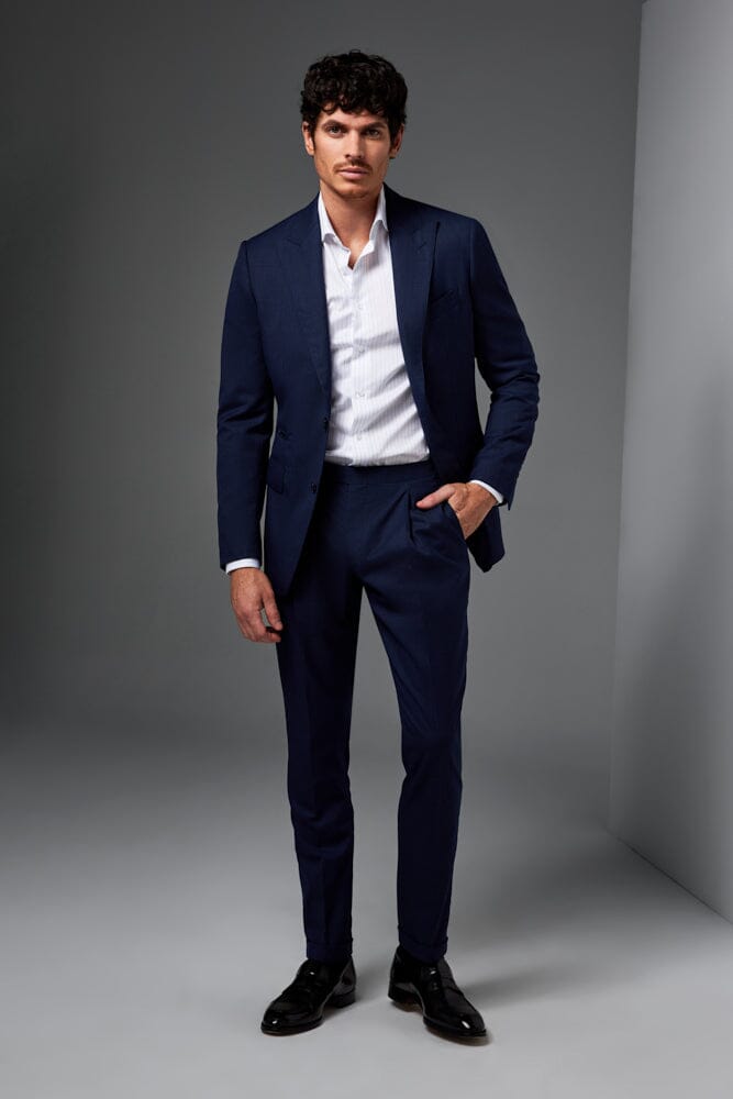 Jonah Suit - Blue Textured Wool