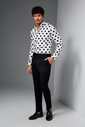 Lamarr Luxe Shirt - White with Large Black Spots