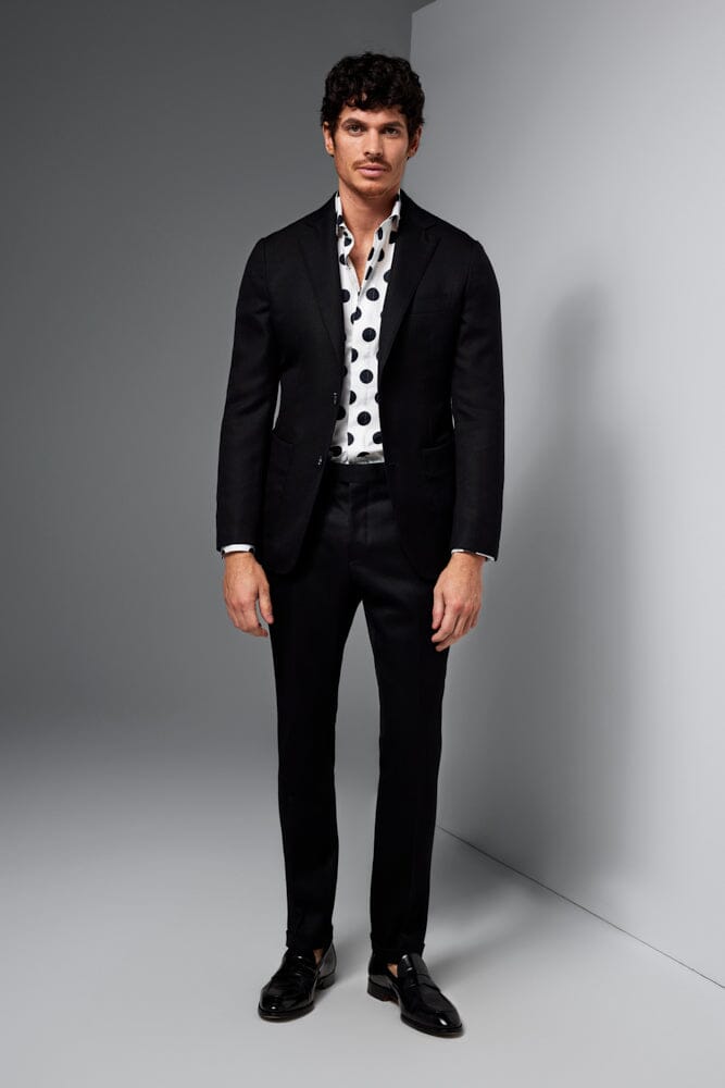 Lamarr Luxe Shirt - White with Large Black Spots