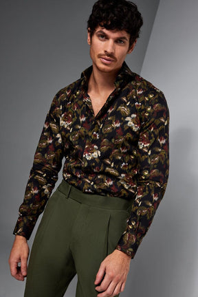 Lamarr Luxe Shirt - Double Print Floral Blur