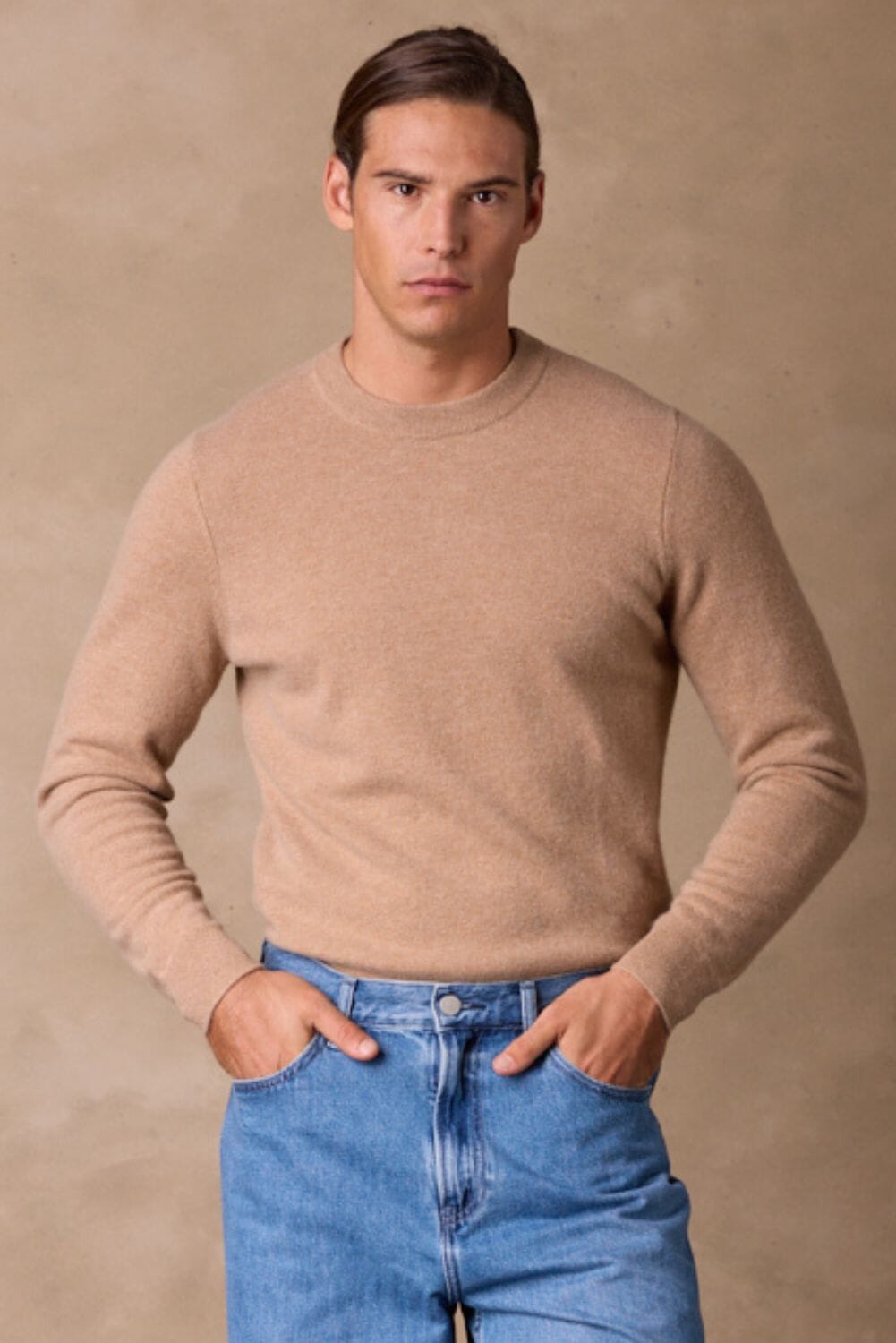Crew Neck Cashmere Knit (MTM) - Camel