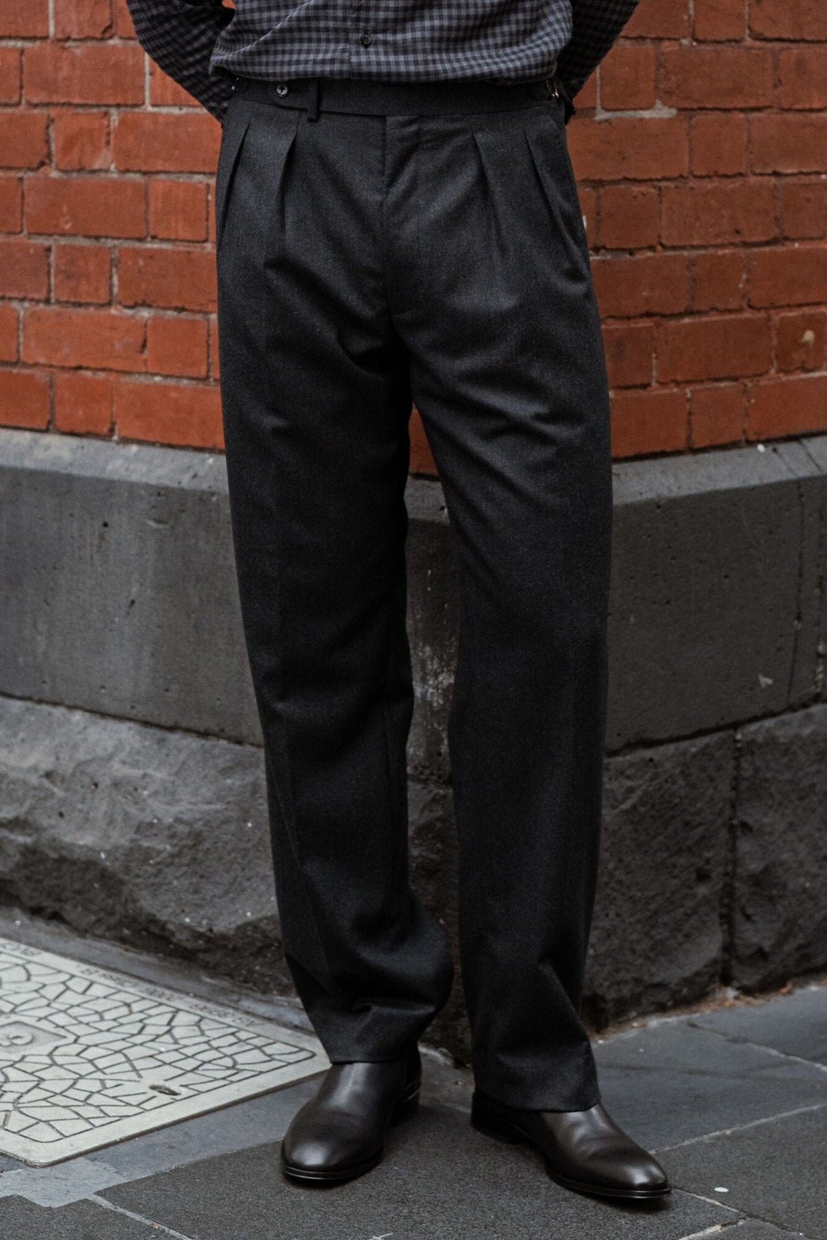 Firenze Pleated Trouser - Charcoal Flannel