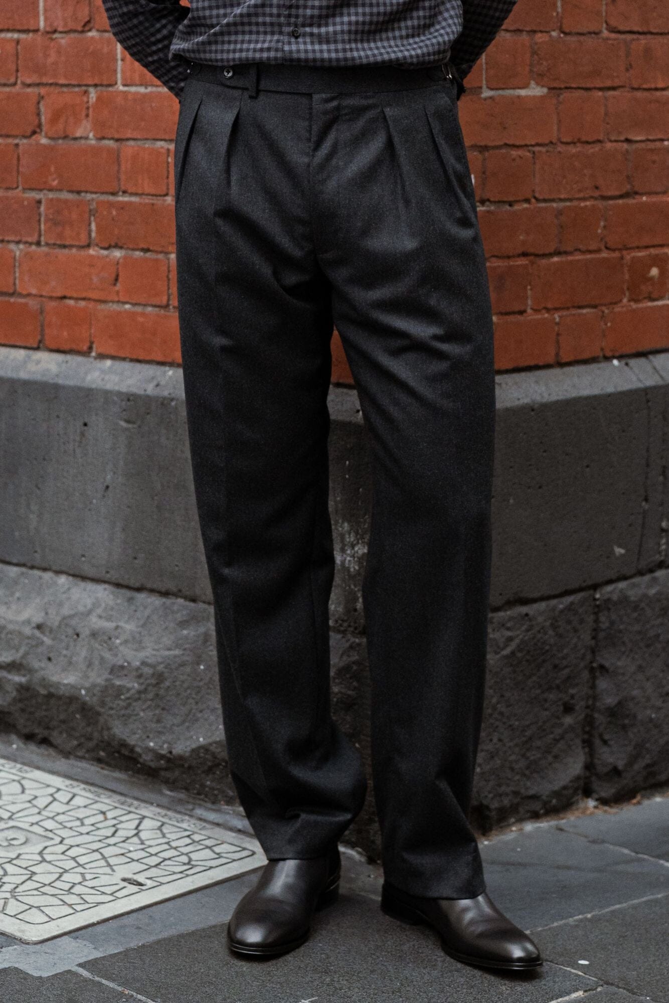 Firenze Pleated Trouser - Charcoal Flannel