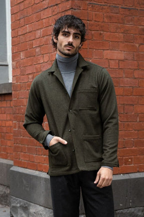 Ethan Overshirt - Olive Wool Cashmere Marle
