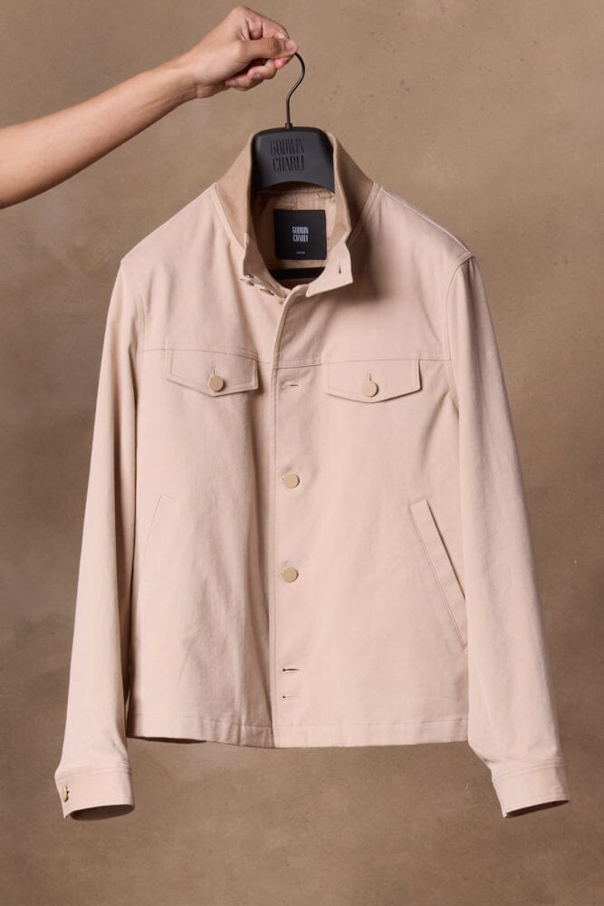 Harrington Jacket - Brushed Cotton - Lt Beige