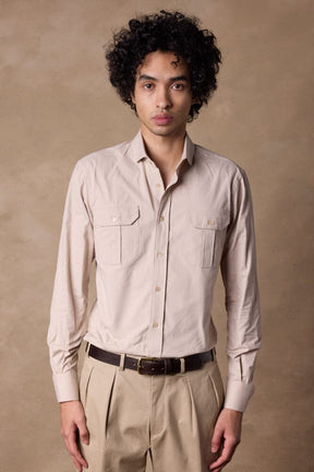 Tribeca Shirt - Beige Brushed Cotton