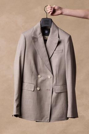 Alexis / Florence Suit - Lt Brown Pin Stripe