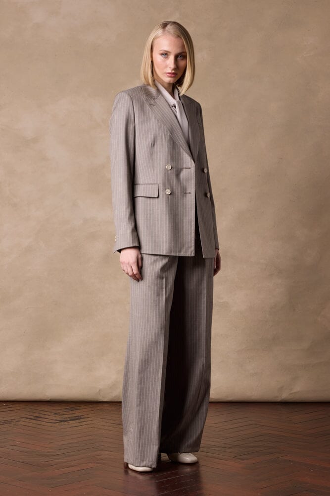 Alexis / Florence Suit - Lt Brown Pin Stripe