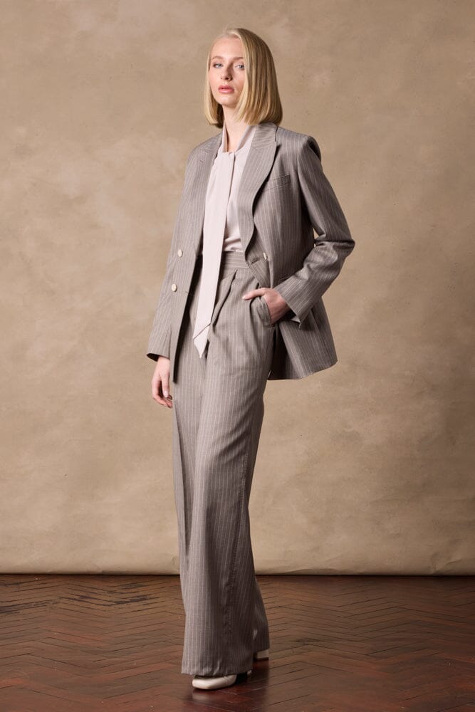 Alexis / Florence Suit - Lt Brown Pin Stripe