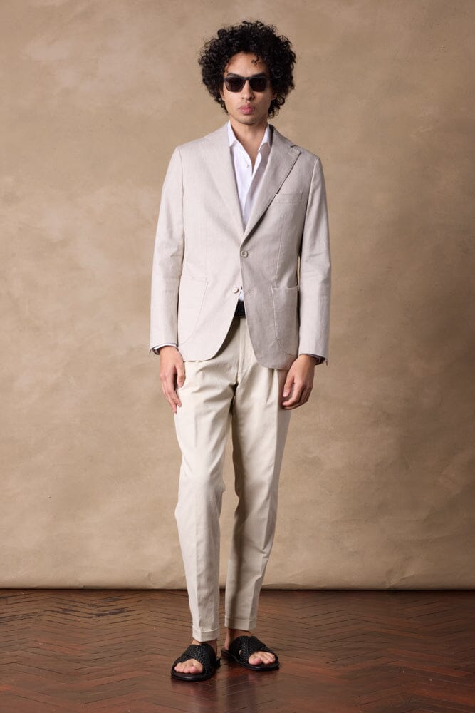 Liam Blazer - Lt Grey Linen Cotton Stretch