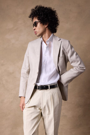 Liam Blazer - Lt Grey Linen Cotton Stretch